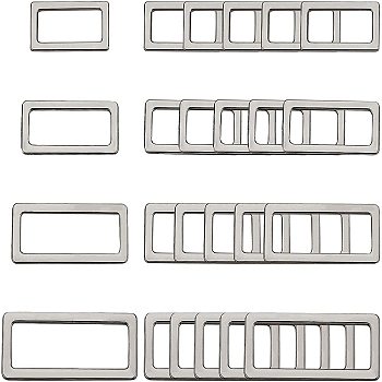 WADORN 32Pcs 4 Style Alloy Buckle, Rectangle, Gunmetal, 30x14x1.5mm