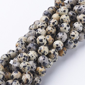 Natural Dalmatian Jasper Beads Strands, Round, 8mm, Hole: 1mm