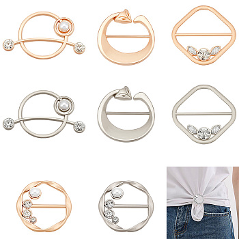 AHADERMAKER 8Pcs 8 Style Alloy Resin Imitation Pearl Slide Buckles, Webbing Belts Buckles with Rhinestone, Clothing Decorations, Mixed Color, 39~46x39~59x5~10.5mm, 1pc/style