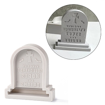 Silicone Halloween Tombstone Candle Molds, for Scented Candle Making, Cross Pattern, 99x89x28mm