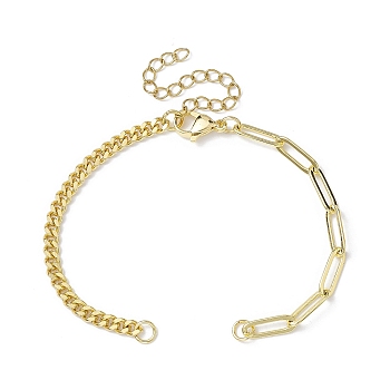 Brass Curb & Paperclip Chains Bracelet Making, Golden, 6-3/8 inch(16.2cm)