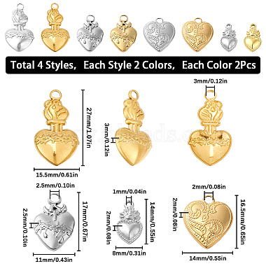 16Pcs 8 Style 304 Stainless Steel Pendants(STAS-SC0006-20)-2