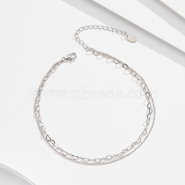 925 Sterling Silver Anklet(AJEW-Z039-04P)-2