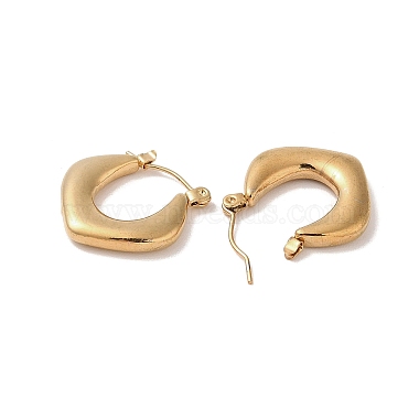 Pendientes de medio aro de acero inoxidable con rombo 201 para mujer(EJEW-G385-31G)-2