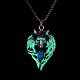 Luminous Glow In The Dark Enamel Wolf Pendant Necklace with Synthetic Turquoise Beaded(LUMI-PW0006-66B)-1