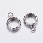 Tarnish Resistant 304 Stainless Steel Tube Bails, Loop Bails, Ring, Stainless Steel Color, 11x8x2.5mm, Hole: 2mm, Inner Diameter: 6mm(STAS-K146-050-6mm)