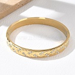 304 Stainless Steel & Rhinestone Hinged Bangles for Women, Ion Plating(IP), Long-Lasting Plated, Golden, Inner Diameter: 2.36x1.93 inch(6x4.9cm)(BJEW-Z178-07G)