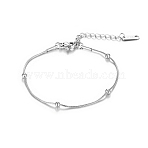 304 Stainless Steel Beaded Snake Chain Bracelets for Women, Stainless Steel Color(AF2713-2)