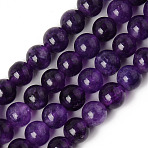 Natural Quartz Beads Strands, Dyed & Heated, Imitation Amethyst, Round, Purple, 6~6.5mm, Hole: 1mm, about 62pcs/strand, 15.16 inch(38.5cm)(X-G-R479-6mm-07)