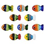 10Pcs 5 Colors Handmade Lampwork Beads, Fish, Mixed Color, 20~21x12~13x7.5~9.5mm, Hole: 1.5~1.6x1.5~2.5mm, 2pcs/color(LAMP-YW0001-62)