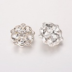 Alloy Rhinestone Cabochons, Flower, Crystal, 16x15.5x6mm(RGLA-WH0004-31)