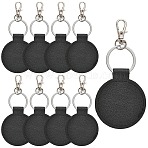 10Pcs PU Leather Keychains, Round, with Alloy Swivel Clasps, Black, 110mm(KEYC-YW00295-03)