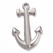 304 Stainless Steel Pendants, Anchor, Stainless Steel Color, 30x19x2mm, Hole: 2.5mm(STAS-O140-14P)