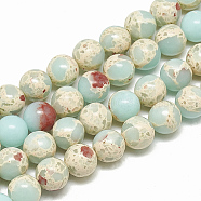 Synthetic Imperial Jasper Beads Strands, Round, Pale Turquoise, 8~8.5mm, Hole: 1mm, about 45~48pcs/strand, 14.57~15.55 inch(37~39.5cm)(X-G-S300-41A-8mm)