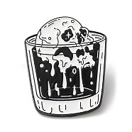 Punk Style Enamel Pin, Black Zinc Alloy Brooch for Backpack Clothes, Skull & Cup, 30x24x1.5mm(JEWB-D020-03A)