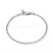 304 Stainless Steel Rolo Chain Bracelets, Stainless Steel Color, 7-1/2 inch(19cm)(BJEW-JB06447-01)