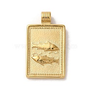304 Stainless Steel Pendants, Rectangle with Constellations, Real 14K Gold Plated, Pisces, 25x14x2mm, Hole: 2mm(STAS-L022-306G-10)