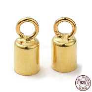 925 Sterling Silver Cord Ends, End Caps, Column, Golden, 7.5x3.5mm, Hole: 1.8mm, Inner Diameter: 3mm(STER-P055-02B-G)