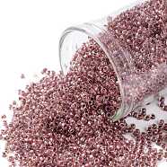 TOHO Round Seed Beads, Japanese Seed Beads, (186) Inside Color Luster Crystal/Terra Cotta Lined, 15/0, 1.5mm, Hole: 0.7mm, about 15000pcs/50g(SEED-XTR15-0186)