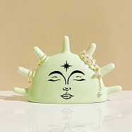 Sun Porcelain Ring Display Stands, Decorative Jewelry Holder for Rings, Yellow Green, 16.5x4.9x10cm(ODIS-NH0001-01B)