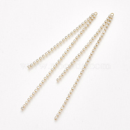 Brass Chain Tassel Big Pendants, with Cubic Zirconia, Clear, Real 18K Gold Plated, 105x4x2mm, Hole: 1.5mm(KK-T035-124G)