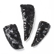 Rough Raw Natural Black Obsidian Beads, No Hole/Undrilled, Knife, 67~95x28~35x10~14.5mm(G-H254-23)