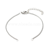 316 Surgical Stainless Steel Box Chains Bracelet Making, with 304 Stainless Steel Jump Rings & Lobster Claw Clasps & Ends Chains, Stainless Steel Color, 15.9x0.1x0.1cm(AJEW-JB01065)