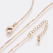 Long-Lasting Plated Brass Chain Necklaces, with Lobster Claw Clasp, Nickel Free, Real 18K Gold Plated, 17.7 inch (45cm), 1mm(NJEW-K112-12G-NF)