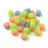 Nbeads 30Pcs 3 Colors Two Tone Luminous Silicone Beads, DIY Nursing Necklaces and Bracelets Making, Octagon, Mixed Color, 14x14x14mm, Hole: 2mm, 10pcs/color(SIL-NB0001-10)