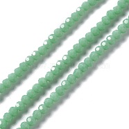 Faceted(32 Facets) Glass Beads Strands, Round, Medium Aquamarine, 4mm, Hole: 1mm, about 99~107pcs/strand, 14.09~15.43''(35.8~39.2cm)(EGLA-J042-36A-06)