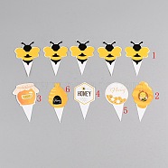 Paper Cake Topper, Cake Decorating Supplies, for Birthday Party Decoration, Bees, Yellow, 77~85x42~54x0.2mm, 10pcs/set(DIY-WH0246-82)