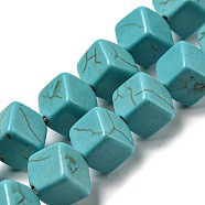 Dyed Synthetic Turquoise Beads Strands, Rhombus, 10.5~11x10.5~11x10.5~11mm, Hole: 1mm, about 36pcs/strand, 15.55 inch(39.5cm)(G-G075-C02-01)