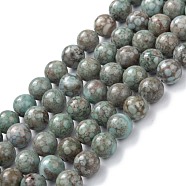 Natural Maifanite/Maifan Stone Beads Strands, Dyed, Round, Cadet Blue, 8mm, Hole: 1.2mm, about 47pcs/strand, 15.55''(39.5cm)(G-P451-01A-D)