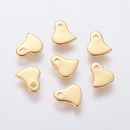 201 Stainless Steel Charms, Stamping Blank Tag, Heart, Real 24k Gold Plated, 6x6x1mm, Hole: 1mm(X-STAS-L234-043G)