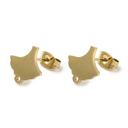 Ion Plating(IP) 304 Stainless Steel Stud Earring Findings, Fan, Golden, 11.5x10.5mm, Hole: 1.2mm, Pin: 0.7x11mm(STAS-I206-81G)