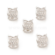 Rack Plating Alloy Beads, Owl, Platinum, 7.4x9x6.8mm, Hole: 3.4mm(KK-B069-02P)