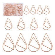 200Pcs 3 Style Carbon Steel Paper Clips, Bookmark Marking Clips, Teardrop, Rose Gold, 25.5~49.5x15.5~29.5x0.8~1mm(FIND-TA0002-18RG)