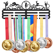 Fashion Iron Medal Hanger Holder Display Wall Rack, Sports Theme, with Screws, Gymnastic Actions & Vine, Leaf Pattern, 150x400mm(ODIS-WH0021-268)