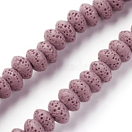 Natural Lava Rock Beads Strands, Dyed, Rondelle, Pale Violet Red, 9x5~5.5mm, Hole: 2mm, about 37 pcs/Strand, 7.87 inch(20cm)(G-F671-01A-09)