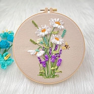 DIY 3D Bouquet Pattern Embroidery Starter Kits, Including Embroidery Cloth & Thread, Needle, Embroidery Frame, Instruction Sheet, Blanched Almond, 7.87x7.87 inch(200x200mm)(PW-WG78780-03)