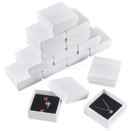 Texture Paper Jewelry Gift Boxes, with Sponge Mat Inside, Square, White, 9.1x9.1x2.9cm, Inner Diameter: 8.5x8.5cm, Deep: 2.6cm, 16pcs/set(OBOX-NB0001-10C-01)