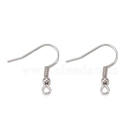 Platinum Color Iron Earring Hooks, Dangle Earring Findings, Nickel Free, Size: about 18mm long, 0.8mm thick, Hole: 1.5mm

