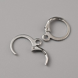 Brass Leverback Earring Findings, with Horizontal Loops, Platinum, 15.5x13x1mm, Hole: 2mm, Pin: 1mm(FIND-WH0125-13P)