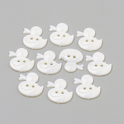 2-Hole Acrylic Buttons, Duck, White, 21x19x3mm, Hole: 2mm(X-BUTT-Q037-10L)