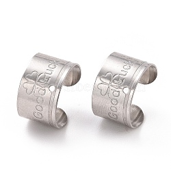 304 Stainless Steel Ear Cuff Findings, with Hole and Clover Pattern, Platinum, 11x10x7mm, Hole: 0.8mm(STAS-P249-31P)