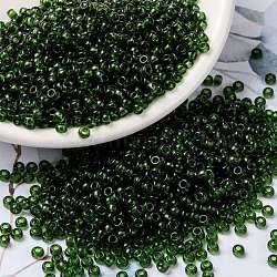 MIYUKI Round Rocailles Beads, Japanese Seed Beads, 8/0, (RR158) Transparent Olive, 8/0, 3mm, Hole: 1mm, about 19000~20500pcs/pound(SEED-G008-RR0158)