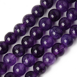 Natural Quartz Beads Strands, Dyed & Heated, Imitation Amethyst, Round, Purple, 6~6.5mm, Hole: 1mm, about 62pcs/strand, 15.16 inch(38.5cm)(X-G-R479-6mm-07)