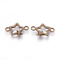 Alloy Links, Cadmium Free & Nickel Free & Lead Free, Star, Antique Bronze, 18.5x12.5x2.5mm, Hole: 2mm(PALLOY-A19924-AB-FF)