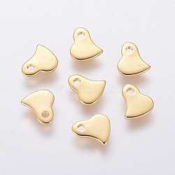 201 Stainless Steel Charms, Stamping Blank Tag, Heart, Real 24k Gold Plated, 6x6x1mm, Hole: 1mm(X-STAS-L234-043G)