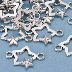 Alloy Links, Cadmium Free & Nickel Free & Lead Free, Star, Antique Silver, 18.5x12.5x2.5mm, Hole: 2mm(X-PALLOY-A19924-AS-FF)